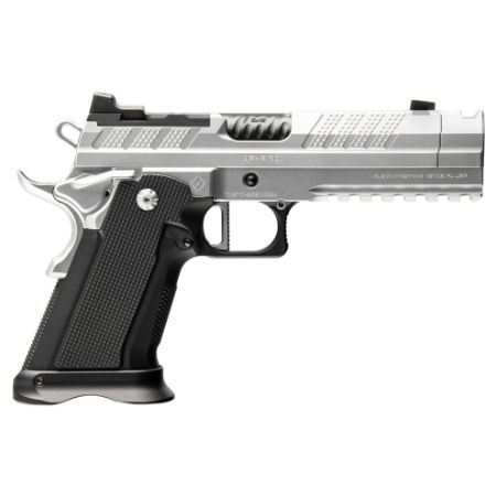 Fusion XP Comp Aluminum Frame Pistol, Full Size, 9MM, 4.6" Barrel with Integrated Compensator, Tenifer Finish, Chrome and Black, Grip & Thumb Safety, Fiber Optic Front Sights, Optic Ready, Two 17rd Mags, 789049493188, FFL-FUSION-XP-COMP-9-C, RTG Parts