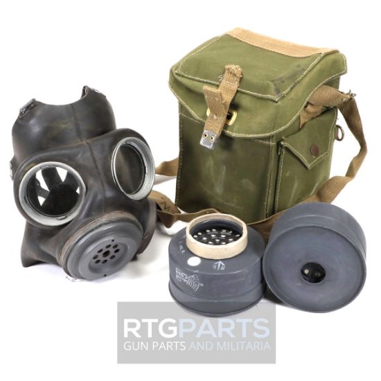 Picture of BRITISH M44 GAS MASK W/ TWO FILTERS AND BAG