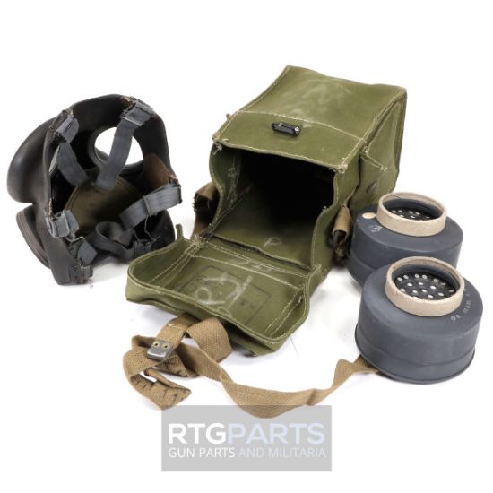 Picture of BRITISH M44 GAS MASK W/ TWO FILTERS AND BAG