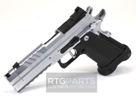 Fusion XP Comp Aluminum Frame Pistol, Full Size, 9MM, 4.6" Barrel with Integrated Compensator, Tenifer Finish, Chrome and Black, Grip & Thumb Safety, Fiber Optic Front Sights, Optic Ready, Two 17rd Mags, 789049493188, FFL-FUSION-XP-COMP-9-C, RTG Parts
