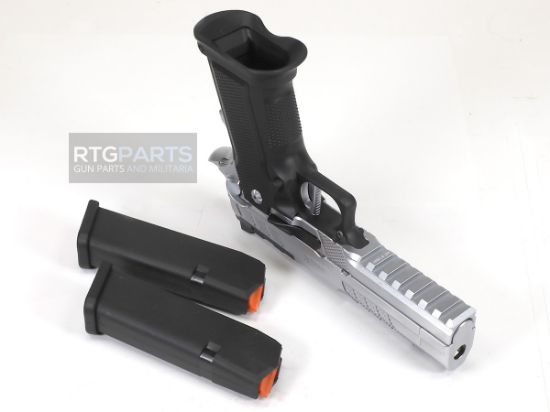 Fusion XP Comp Aluminum Frame Pistol, Full Size, 9MM, 4.6" Barrel with Integrated Compensator, Tenifer Finish, Chrome and Black, Grip & Thumb Safety, Fiber Optic Front Sights, Optic Ready, Two 17rd Mags, 789049493188, FFL-FUSION-XP-COMP-9-C, RTG Parts