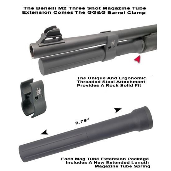 GG&G Benelli M2 +3 Magazine Tube Extension With Barrel Clamp, 813157023989, GGG-3613-3, RTG Parts