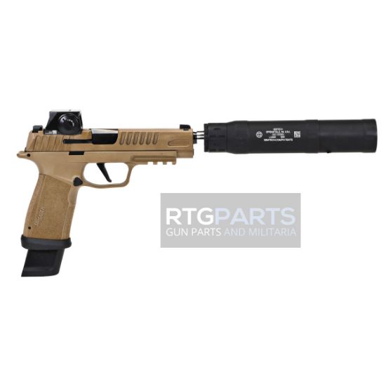  Sig Sauer, P365 FUSE TACOPS, Striker Fired, Semi-automatic, Compact, 9MM, 5.1" Threaded Barrel, 1/2X28 Thread Pitch, Cerakote Finish, Coyote, ROMEO-X SIG-LOC Red Dot, X-RAY3 Day/Night Sights, 4 Magazines, 21 Rounds