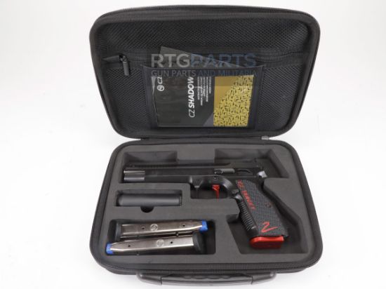 CZ, Shadow 2, Target Limited, TALO, Single Action, 9MM, 6" Barrel, Nitride Finish, Black, G10 Grips, Manual Safety, LPA Adjustable Sights, Two 17rd Mags, Flat Trigger With Adjustable LOP, Adjustable Trigger Weight, Threaded Holes In Dust Cover For Addition of Weights, Extended Beavertail, Hand Fitted, 806703912479, FFL-CZ-91247, RTG Parts