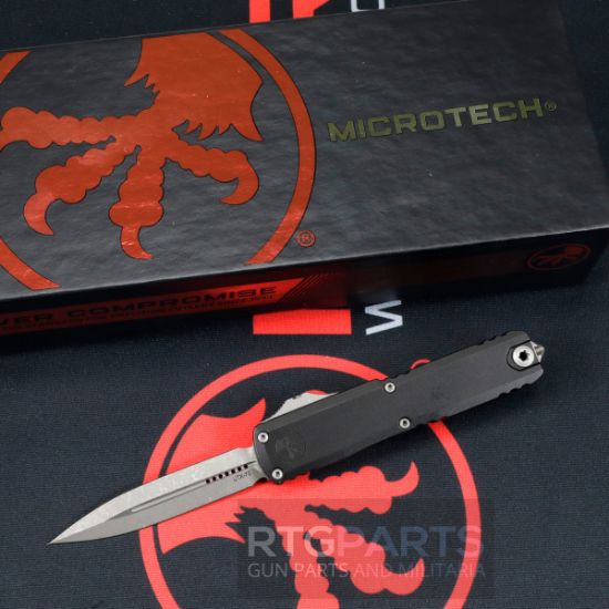 Picture of MICROTECH UTX-70 GEN IV D/E OTF AUTO KNIFE, BLACK, 2.5" M390 DAGGER, APOCALYPTIC, 11474-10AP