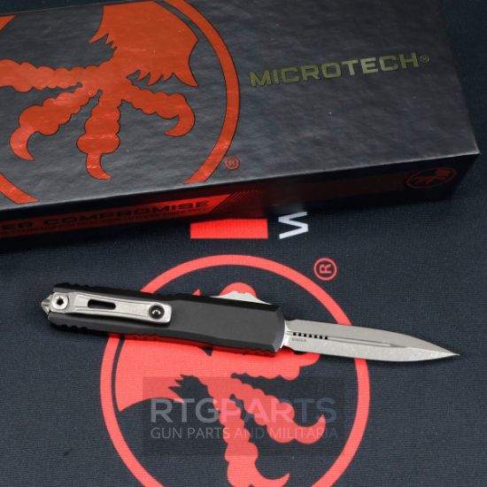 Picture of MICROTECH UTX-70 GEN IV D/E OTF AUTO KNIFE, BLACK, 2.5" M390 DAGGER, APOCALYPTIC, 11474-10AP