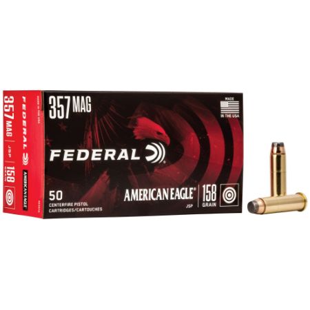 Federal American Eagle .357 Magnum 158 Grain Jacketed Soft Point, JSP, 50 Round Box, 50rd Box, 029465085087, AMMO-AE357A, RTG Parts