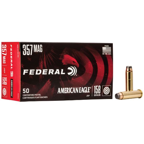 Federal American Eagle .357 Magnum 158 Grain Jacketed Soft Point, JSP, 50 Round Box, 50rd Box, 029465085087, AMMO-AE357A, RTG Parts