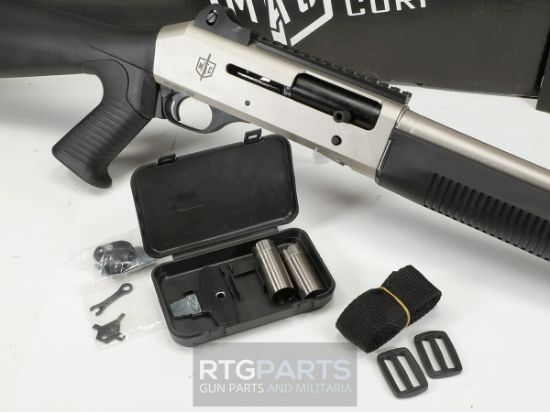 MAC 1014 Marine Pistol Grip, Semi-automatic Shotgun, 12 Gauge, 3" Chamber, 18.5" Barrel, Polymer Pistol Grip and Forearm, Electroless Nickel Finish, Ghost Ring Rear and Blade Front Sights, 5 Rounds, Includes Benelli/Mobil Pattern Choke Tubes 1/3/5, Military Arms Corporation, 723551444320, FFL-MAC-21000153, RTG Parts