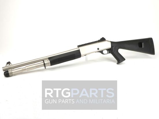 MAC 1014 Marine Pistol Grip, Semi-automatic Shotgun, 12 Gauge, 3" Chamber, 18.5" Barrel, Polymer Pistol Grip and Forearm, Electroless Nickel Finish, Ghost Ring Rear and Blade Front Sights, 5 Rounds, Includes Benelli/Mobil Pattern Choke Tubes 1/3/5, Military Arms Corporation, 723551444320, FFL-MAC-21000153, RTG Parts