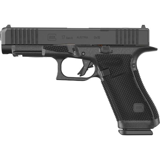 GLOCK, 17 Gen 6, Semi-automatic, Striker Fired, Polymer Frame Pistol, Compact, 9MM, 4.49" Barrel, DLC Finish, Fixed Sights, Optics Ready System, 17 Rounds, 3 Magazines, 764503068232, FFL-GLOCK-P61750203, RTG Parts