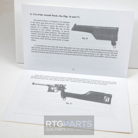 Broom Handle Mauser Manual, Caliber 7.63mm, Model 1930, LIB-BROOM-HANDLE, RTG Parts