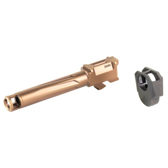 Radian Weapons, RAMJET Barrel, AFTERBURNER Compensator, 9MM, DLC Finish, Bronze and Black, INTRA-LOK Mounting System, Fits Glock 19 Gen4, Fits Glock 19 Gen 4, 810098420624, RAD-R0834, RTG Parts