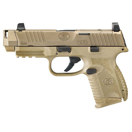 FN America, FN 509 Compact MRD Comp, 9MM, 4.2", FDE, Interchangeable backstaps, 1x12rd & 1x15rd Magazines, Suppressor Height Night Sights, Optic Ready, Polymer, 845737017842, FFL-FN-66-101794, RTG Parts