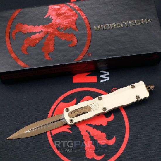 Picture of MICROTECH DIRAC D/E OTF AUTO KNIFE, CHAMPAGNE, BURNT BRONZE 2.9 INCH DAGGER, 225-1CGC19