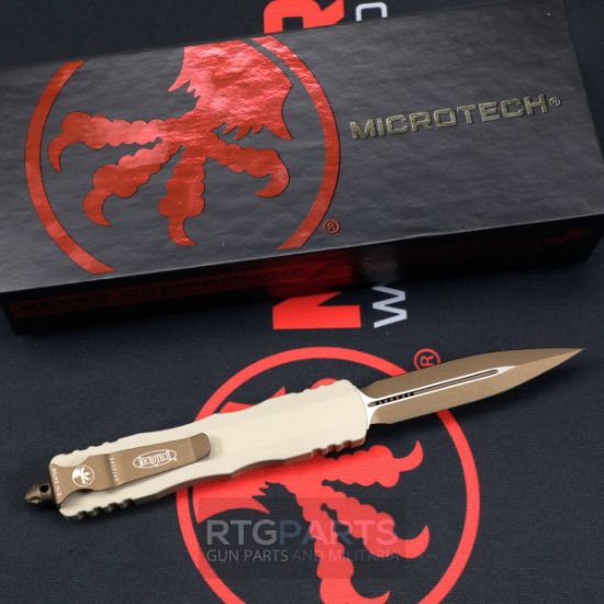 Picture of MICROTECH DIRAC D/E OTF AUTO KNIFE, CHAMPAGNE, BURNT BRONZE 2.9 INCH DAGGER, 225-1CGC19