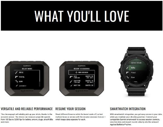 Garmin Xero C2 Pro Chronograph, 010-03953-00, 753759373184, Chronograph, Radar Chronograph, ShotView, Applied Ballistics, Rifle, Pistol, Shotgun, Airsoft, Bow, Air Rifle, RTG Parts