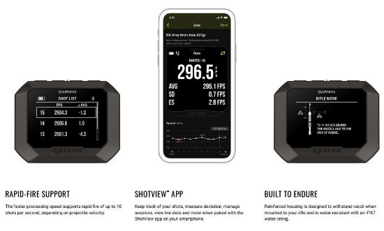 Garmin Xero C2 Pro Chronograph, 010-03953-00, 753759373184, Chronograph, Radar Chronograph, ShotView, Applied Ballistics, Rifle, Pistol, Shotgun, Airsoft, Bow, Air Rifle, RTG Parts