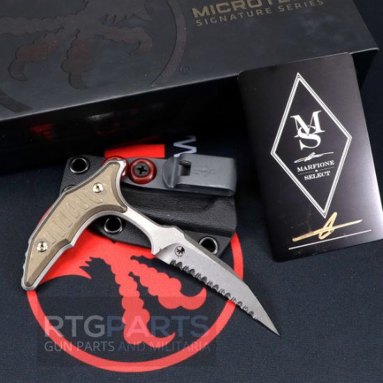 Picture of MICROTECH BEE PUSH DAGGER 2.5" APOCALYPTIC FULL SERRATE  ANTIQUE BRONZE HANDLES, 218-12APMS2