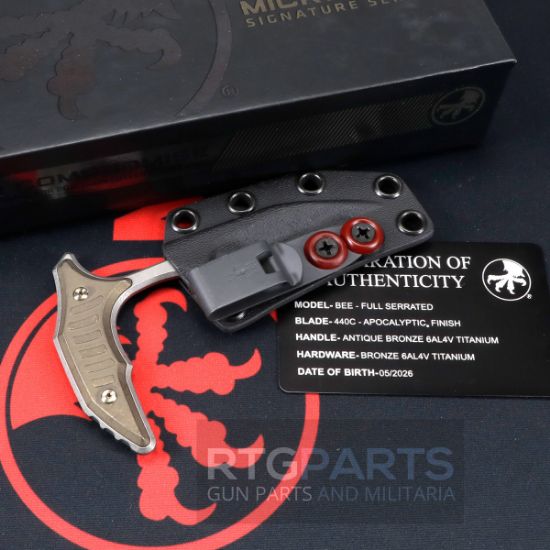 Picture of MICROTECH BEE PUSH DAGGER 2.5" APOCALYPTIC FULL SERRATE  ANTIQUE BRONZE HANDLES, 218-12APMS2
