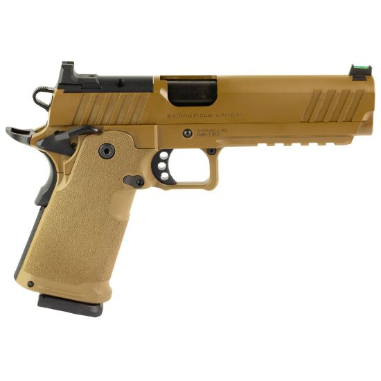 Springfield, 1911 DS Prodigy, Coyote Brown, Metal Frame Pistol, Full Size, 9MM, 5" Forged Stainless Steel Bull Barrel, Forged Carbon Steel Frame, Cerakote Finish, Fiber Optic Front, Black Serrated Rear Sights, Optics Ready, Ambidextrous Safety, 2 Magazines, (1)-20 Round and (1)-17 Round, 706397974046, FFL-SPRINGFIELD-PH9119AOSCB, RTG Parts
