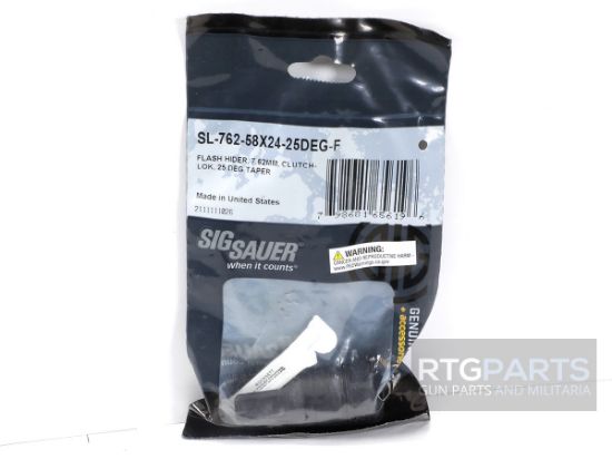 SIG Clutch Lok Flash Hider 7.62mm 8/8x24 25 Degree Taper, Sig Sauer, .308, 5.56x51mm, SL-762-58X24-25DEG-F, 798681656196, SIG-SL76258X2425DEGF, RTG Parts