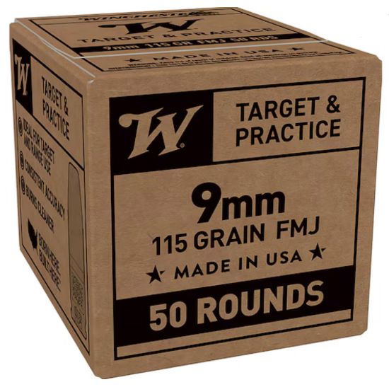 Winchester Ammunition, Service Grade, 9MM, 115 Grain, Full Metal Jacket, 50 Round, 9x19mm, 50rd, FMJ, 020892233270, AMMO-SG9W50, 9mmammoseek, RTG Parts
