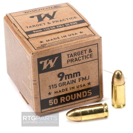 Picture of WINCHESTER SERVICE GRADE 9MM 115GR FMJ, 50RD BOX
