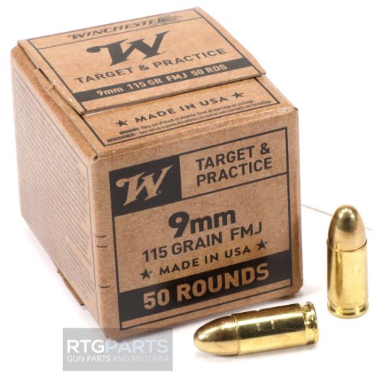 Picture of WINCHESTER SERVICE GRADE 9MM 115GR FMJ, 50RD BOX