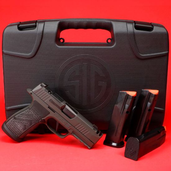 Sig Sauer, P365 AXG Legion, Striker Fired, Semi-automatic, Metal Frame Pistol, Sub-Compact, 9MM, 3.1" Barrel, Cerakote Finish, Legion Gray, G10 Grips, XRAY3 Day/Night Sights, Optic Ready, Compensator, 17 Rounds, 3 Magazines, XMacro, 798681686575, FFL-SIG-365AXGCA-9-LEGION, RTG Parts