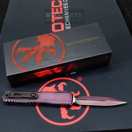 Picture of MICROTECH ULTRATECH GEN IV OTF AUTO KNIFE, HALF TRI GRIP, PURPLE ABRASION, D/E 3.5" M390 DAGGER 11224HT-1PUAA