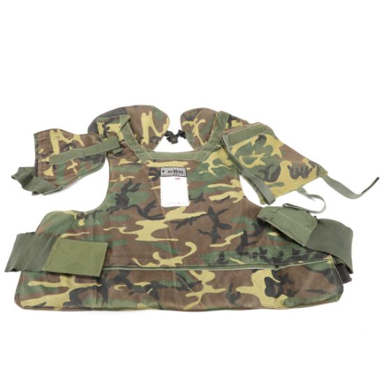 Picture of POINT BLANK BODY ARMOR, WOODLAND, SHELL ONLY, XXXL-L, USED GOOD