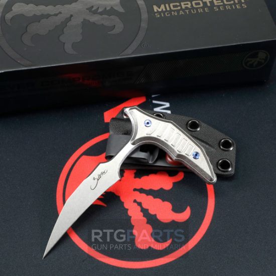 Picture of MICROTECH BEE PUSH DAGGER 2.5" STONEWASH BLUE TI HARDWARE, 218-10MS3