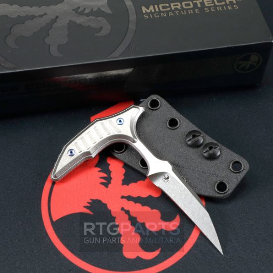 Picture of MICROTECH BEE PUSH DAGGER 2.5" STONEWASH BLUE TI HARDWARE, 218-10MS3