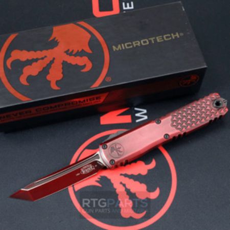 Picture of MICROTECH ULTRATECH GEN IV OTF AUTO KNIFE, HALF TRI GRIP, RED ABRASION, T/E 3.5" M390 TANTO 11224HT-1RDAA