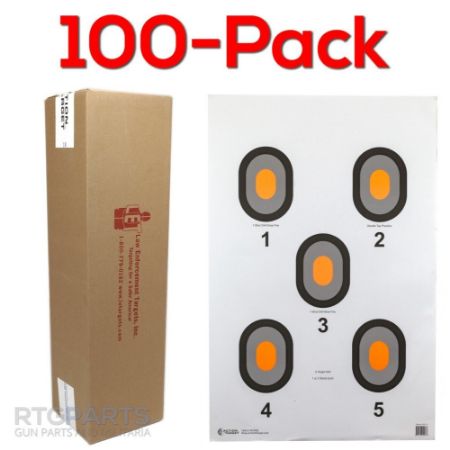 Action Target, Bulls-Eye, Five Bullseye Target w/Orange Center, 100 Per Box, 816506020080, AT-530-OC-100, RTG Parts
