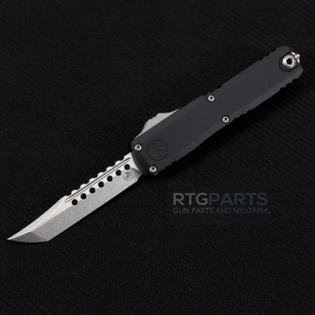 Picture of MICROTECH UTX-70 HELLHOUND GEN IV  OTF AUTO KNIFE, BLACK, 2.5" M390, STONEWASH, 14194-10S