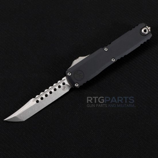 Picture of MICROTECH UTX-70 HELLHOUND GEN IV  OTF AUTO KNIFE, BLACK, 2.5" M390, STONEWASH, 14194-10S