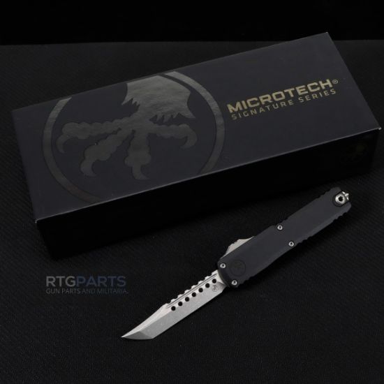 Picture of MICROTECH UTX-70 HELLHOUND GEN IV  OTF AUTO KNIFE, BLACK, 2.5" M390, STONEWASH, 14194-10S