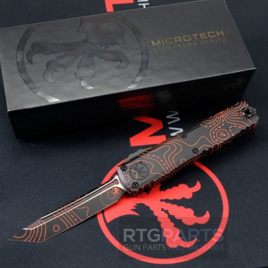 Picture of MICROTECH ULTRATECH GEN IV OTF AUTO KNIFE, TOPO BLK/ORANGE TANTO 3.5" M390 11234-1TPBKORCS