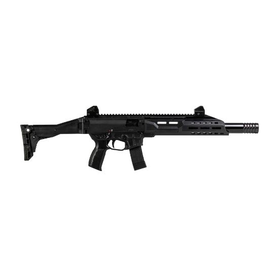 CZ, Scorpion 3 Plus Carbine 16" 9mm Folding Stock, Semi-automatic Carbine, 9MM, 16.3" Barrel, Threaded 1/2X28, Matte Finish, Black, Faux Suppressor, Folding Adjustable Stock, Adjustable Sights Ambidextrous Bolt Catch, 1 20rd Mag, 806703914220, FFL-CZ-91422, RTG Parts
