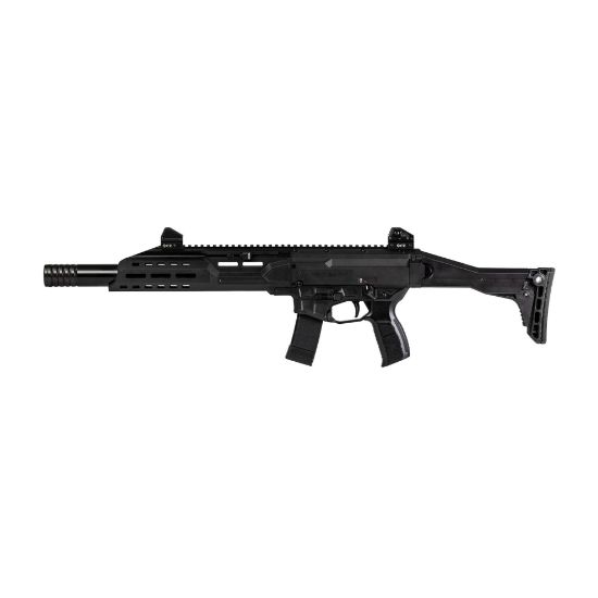 CZ, Scorpion 3 Plus Carbine 16" 9mm Folding Stock, Semi-automatic Carbine, 9MM, 16.3" Barrel, Threaded 1/2X28, Matte Finish, Black, Faux Suppressor, Folding Adjustable Stock, Adjustable Sights Ambidextrous Bolt Catch, 1 20rd Mag, 806703914220, FFL-CZ-91422, RTG Parts