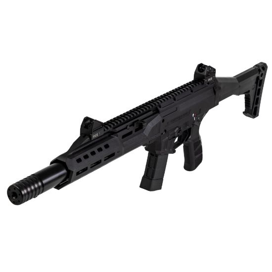 CZ, Scorpion 3 Plus Carbine 16" 9mm Folding Stock, Semi-automatic Carbine, 9MM, 16.3" Barrel, Threaded 1/2X28, Matte Finish, Black, Faux Suppressor, Folding Adjustable Stock, Adjustable Sights Ambidextrous Bolt Catch, 1 20rd Mag, 806703914220, FFL-CZ-91422, RTG Parts