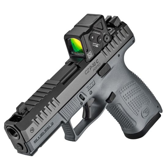 CZ, P-10 C Ported COA, Semi-automatic, Striker Fired, Polymer Frame Pistol, Compact, 9MM, 4" Ported Barrel, Nitride Finish, Black, Contrast Luminescent 3 Dot Sights, Includes Aimpoint COA, 15 Rounds, 1 Magazine, 806703915821, FFL-CZ-91582, RTG Parts
