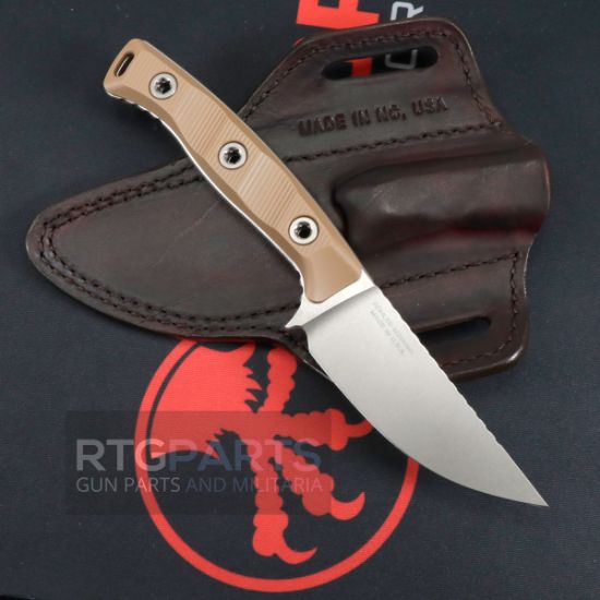 Picture of MICROTECH AKRIS STONEWASH STANDARD G10 FDE W/ LEATHER SHEATH 95-10DE-1