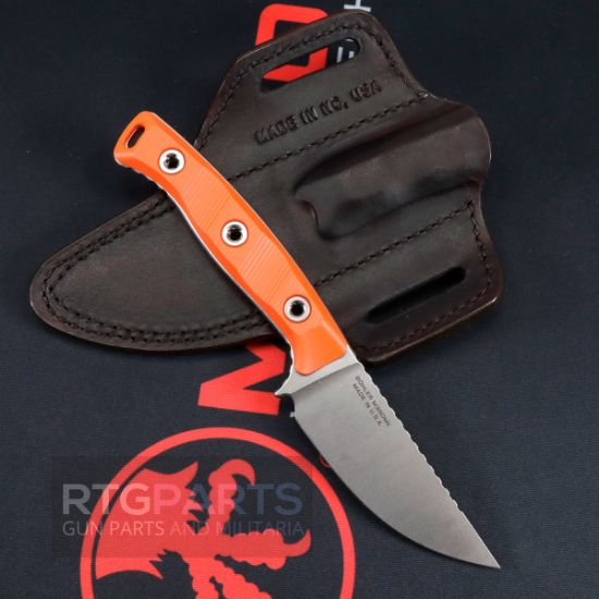 Picture of MICROTECH AKRIS STONEWASH STANDARD G10 EMBER W/ LEATHER SHEATH 95-10EM-1
