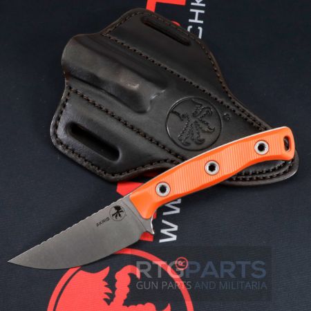 Picture of MICROTECH AKRIS STONEWASH STANDARD G10 EMBER W/ LEATHER SHEATH 95-10EM-1