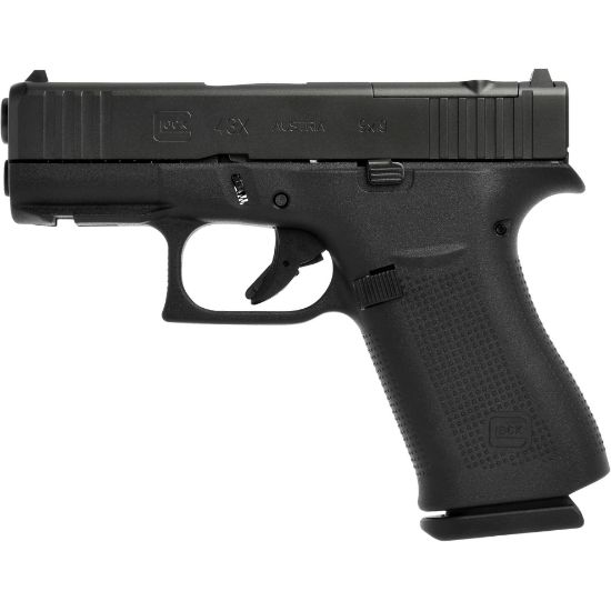 GLOCK, 43X M.O.S., Striker Fired, Semi-automatic, Polymer Frame Pistol, Sub-Compact, 9MM, 3.41" Barrel, GLOCK Marksman Barrel, nDLC Finish, Black, No Finger Grooves, Fixed Sights, 15 Rounds, 2 Magazines, 764503072864, FFL-GLOCK-UX4350203FRMOS, RTG Parts