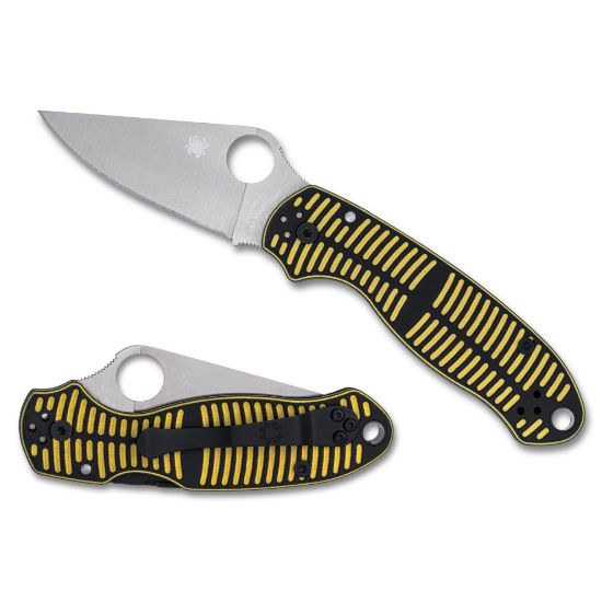Spyderco, Para 3 Salt, Folding Knife, 2.93" Drop Point Blade, 7.2" Overall Length, CPM MagnaCut Blade Steel, Plain Edge, Satin Finish, Silver, Yellow and Black G-10 Handle, Compression Lock, 716104018734, GER-C223GBKYLMCP, RTG Parts