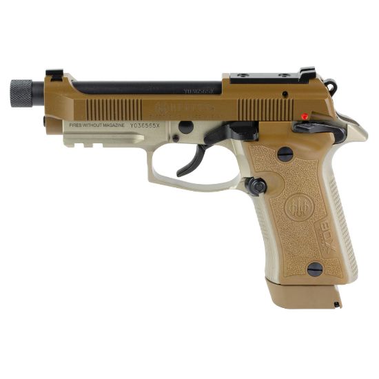 Beretta, 80X Cheetah Tactical, Double Action/Single Action, Semi-automatic, Metal Frame Pistol, 380ACP, 4.4" Threaded Barrel, Polymer Grip, Manual Safety/Decocker, Matte Finish, Desert, Front Picatinny Rail, Optic Ready, 2 15rd Magazines, 082442969510, FFL-BERETTA-J80XTD15, RTG Parts